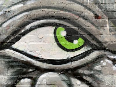 Graffiti Auge Grau Grün