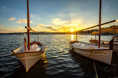 Fischerboote Meer Sonnenuntergang