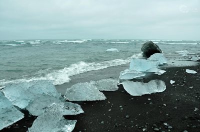 Eisblöcke Lavasand Meer